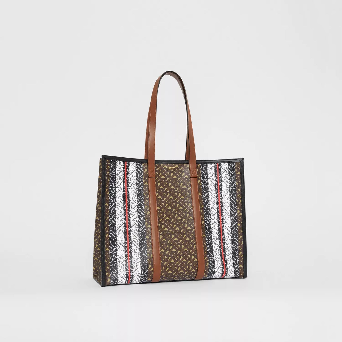 Monogram Stripe Print Tote Bag