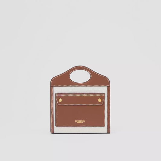 Two-tone Canvas and Leather Mini Pocket Bag