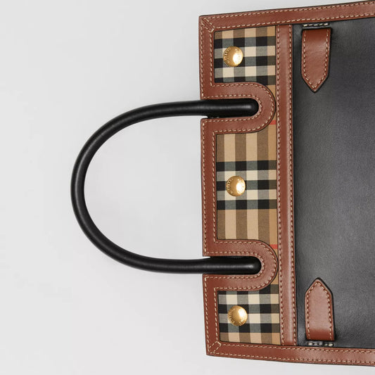 Mini Leather and Vintage Check Two-handle Title Bag