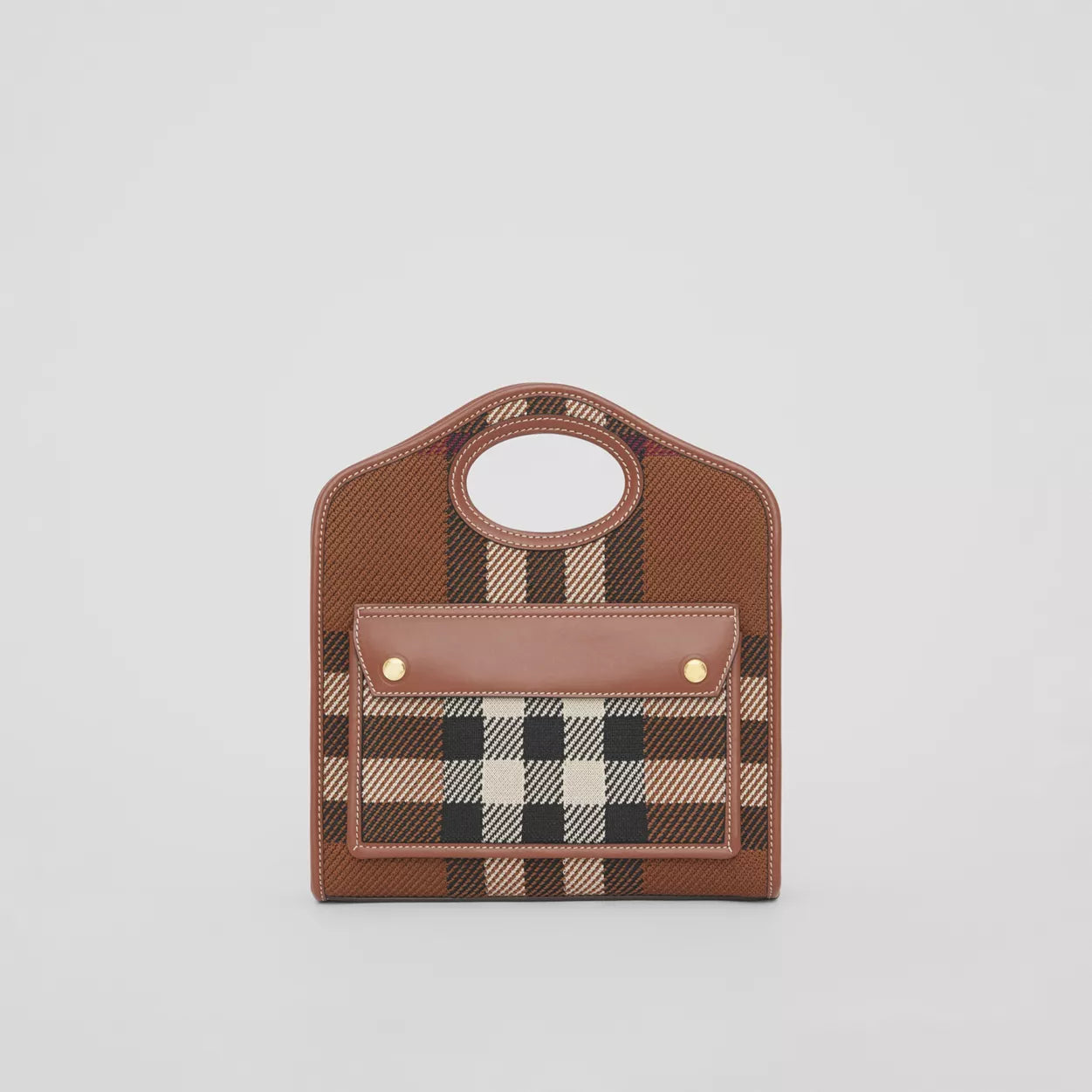 Knitted Check and Leather Mini Pocket Bag