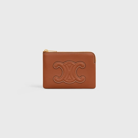 COIN & CARD POUCH CUIR TRIOMPHE IN SMOOTH CALFSKIN TAN