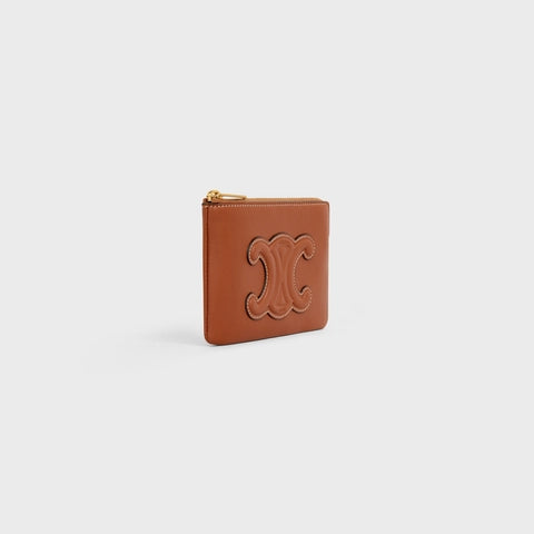 COIN & CARD POUCH CUIR TRIOMPHE IN SMOOTH CALFSKIN TAN