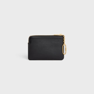 COIN & CARD POUCH CUIR TRIOMPHE IN SMOOTH CALFSKIN BLACK