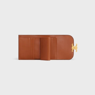 SMALL WALLET TRIOMPHE IN TEXTILE AND CALFSKIN NATURAL / TAN