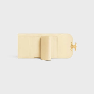 SMALL WALLET TRIOMPHE IN SHINY CALFSKIN SOFT YELLOW