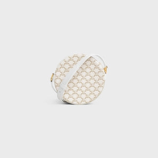 ROUND PURSE ON STRAP IN TRIOMPHE CANVAS WHITE / WHITE