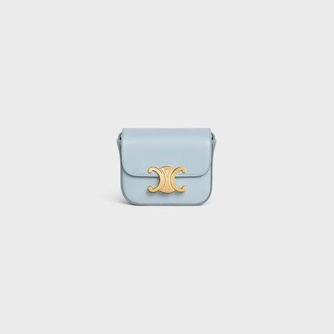 MINI TRIOMPHE IN SHINY CALFSKIN ICE BLUE