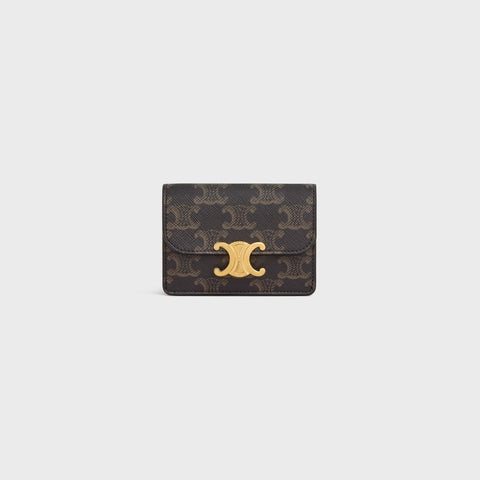 CARD HOLDER TRIOMPHE IN TRIOMPHE CANVAS TAN