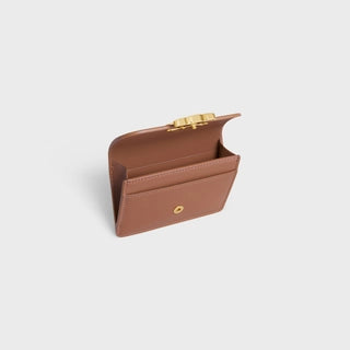 CARD HOLDER TRIOMPHE IN SHINY CALFSKIN BRONZE