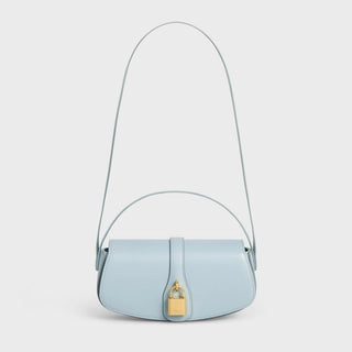 CLUTCH ON STRAP TABOU IN SMOOTH CALFSKIN ICE BLUE