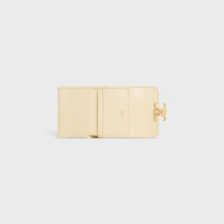 COMPACT WALLET TRIOMPHE IN SHINY CALFSKIN SOFT YELLOW