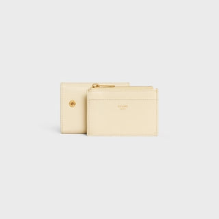 COMPACT WALLET TRIOMPHE IN SHINY CALFSKIN SOFT YELLOW