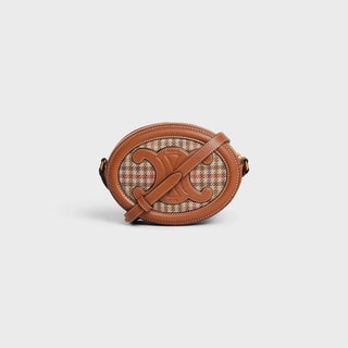 CROSSBODY OVAL PURSE CUIR TRIOMPHE IN TWEED AND CALFSKIN MULTICOLOR