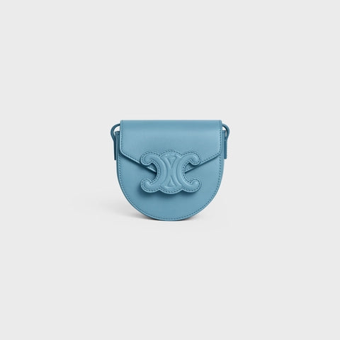 MINI BESACE CUIR TRIOMPHE IN SMOOTH CALFSKIN DENIM