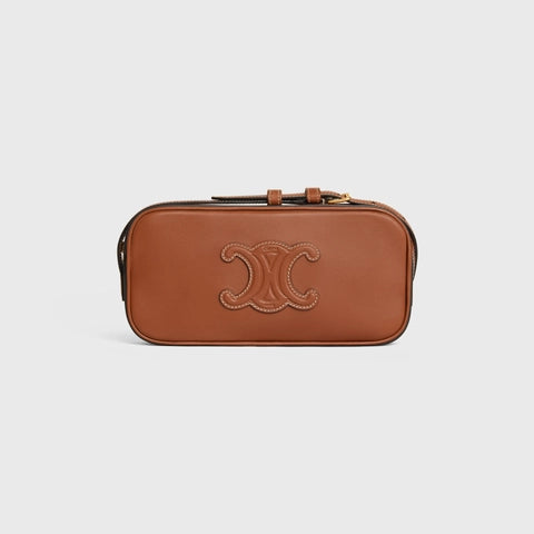 MINI CAMERA SHOULDER BAG CUIR TRIOMPHE IN SMOOTH CALFSKIN TAN