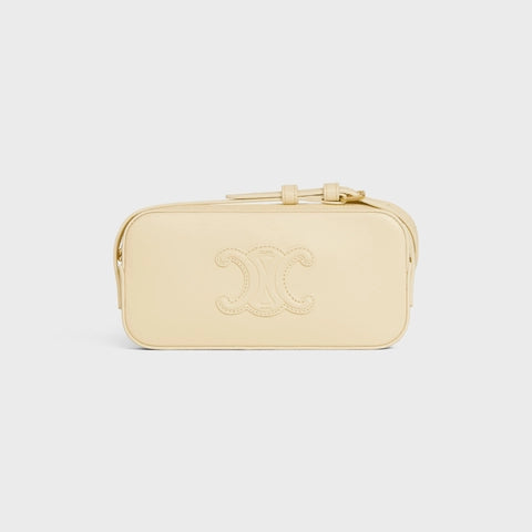 MINI CAMERA SHOULDER BAG CUIR TRIOMPHE IN SMOOTH CALFSKIN SOFT YELLOW