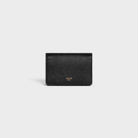 BUSINESS CARD HOLDER IN GRAINED CALFSKIN BLACK