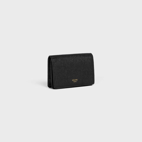 BUSINESS CARD HOLDER IN GRAINED CALFSKIN BLACK