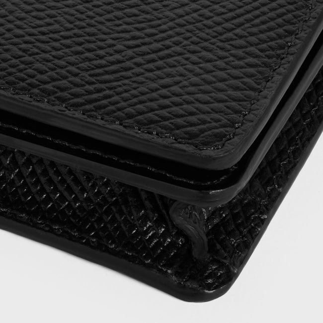 BUSINESS CARD HOLDER IN GRAINED CALFSKIN BLACK