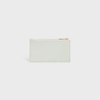 ZIPPED COMPACT CARD HOLDER ESSENTIALS IN GRAINED CALFSKIN JADE