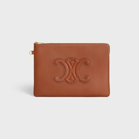 SMALL POUCH WITH STRAP CUIR TRIOMPHE IN SMOOTH CALFSKIN TAN