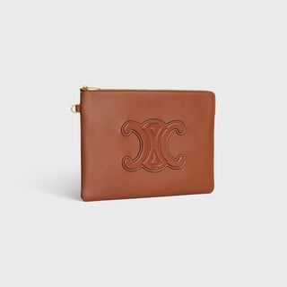 SMALL POUCH WITH STRAP CUIR TRIOMPHE IN SMOOTH CALFSKIN TAN