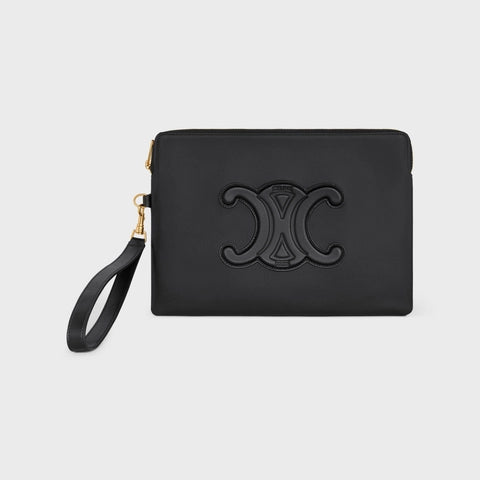 SMALL POUCH WITH STRAP CUIR TRIOMPHE IN SMOOTH CALFSKIN BLACK