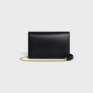 WALLET ON CHAIN TRIOMPHE IN SHINY CALFSKIN BLACK