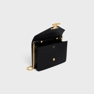 WALLET ON CHAIN TRIOMPHE IN SHINY CALFSKIN BLACK