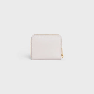 SMALL ZIPPED WALLET IN GRAINED CALFSKIN CHALK