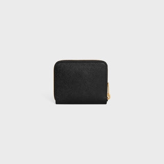 SMALL ZIPPED WALLET IN GRAINED CALFSKIN BLACK