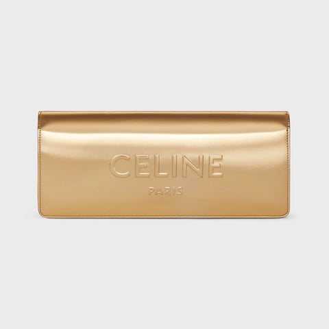 CELINE CLUTCH IN LAMINATED TEXTILE GOLD