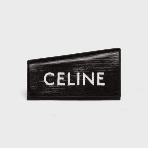 ASYMETRIC CLUTCH IN SEQUINS WITH CELINE BLACK / WHITE