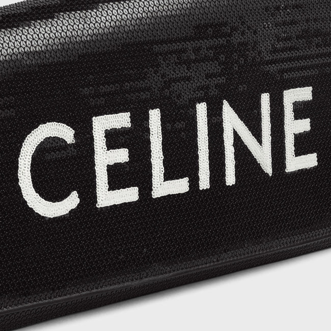 ASYMETRIC CLUTCH IN SEQUINS WITH CELINE BLACK / WHITE