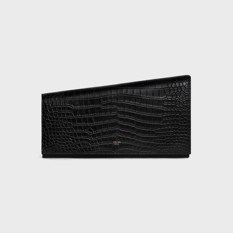 ASYMETRIC CLUTCH IN CROCODILE BLACK