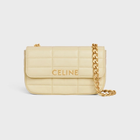 CHAIN SHOULDER BAG MATELASSE MONOCHROME CELINE IN QUILTED GOATSKIN SOFT YELLOW