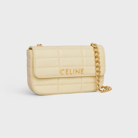 CHAIN SHOULDER BAG MATELASSE MONOCHROME CELINE IN QUILTED GOATSKIN SOFT YELLOW