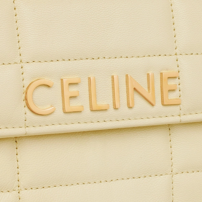 CHAIN SHOULDER BAG MATELASSE MONOCHROME CELINE IN QUILTED GOATSKIN SOFT YELLOW