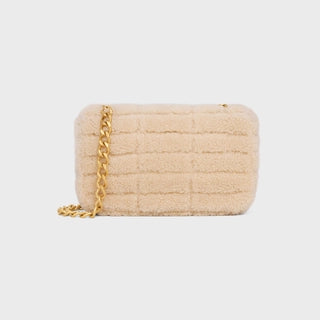 CHAIN SHOULDER BAG MATELASSE MONOCHROME CELINE IN QUILTED SHEARLING EFFECT NATURAL