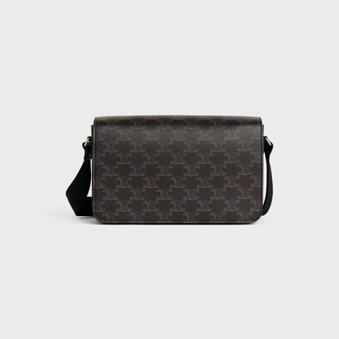 FLAP MESSENGER IN TRIOMPHE CANVAS AND CALFSKIN BLACK