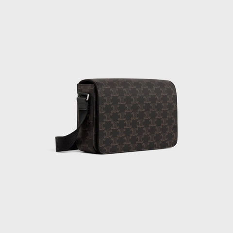 FLAP MESSENGER IN TRIOMPHE CANVAS AND CALFSKIN BLACK