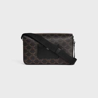 FLAP MESSENGER IN TRIOMPHE CANVAS AND CALFSKIN BLACK