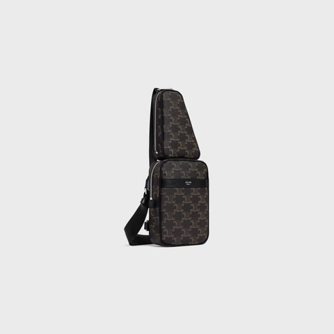 MULTIPOCKET BAG IN TRIOMPHE CANVAS AND CALFSKIN BLACK