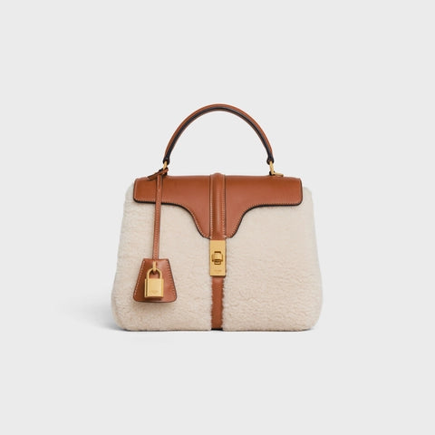 SMALL 16 BAG IN SHEARLING AND NATURAL CALFSKIN NATURAL / TAN