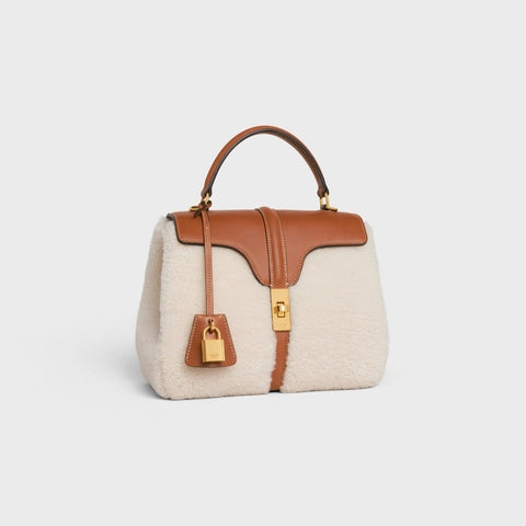 SMALL 16 BAG IN SHEARLING AND NATURAL CALFSKIN NATURAL / TAN