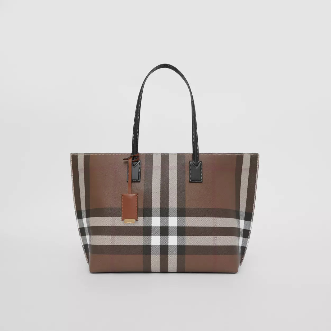 Check and Leather Medium Tote