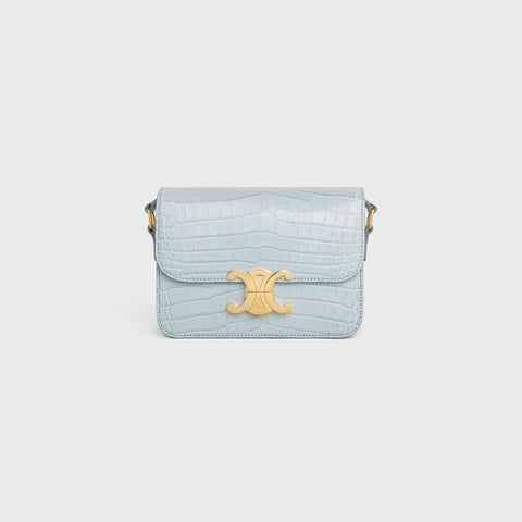 TEEN TRIOMPHE BAG IN CROCODILE ICE BLUE