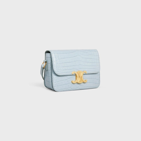 TEEN TRIOMPHE BAG IN CROCODILE ICE BLUE