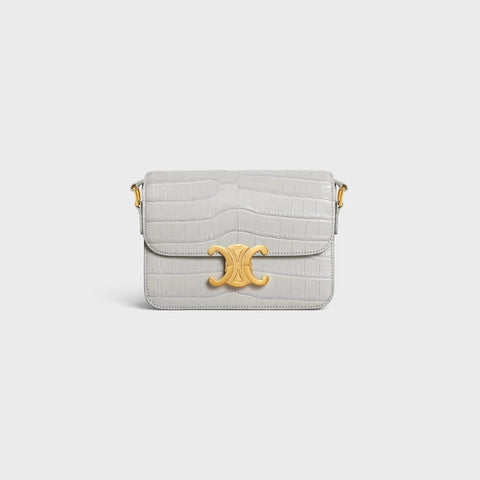 TEEN TRIOMPHE BAG IN CROCODILE PALE GREY