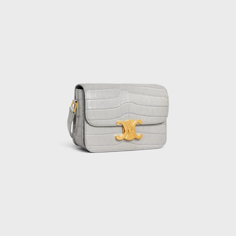 TEEN TRIOMPHE BAG IN CROCODILE PALE GREY